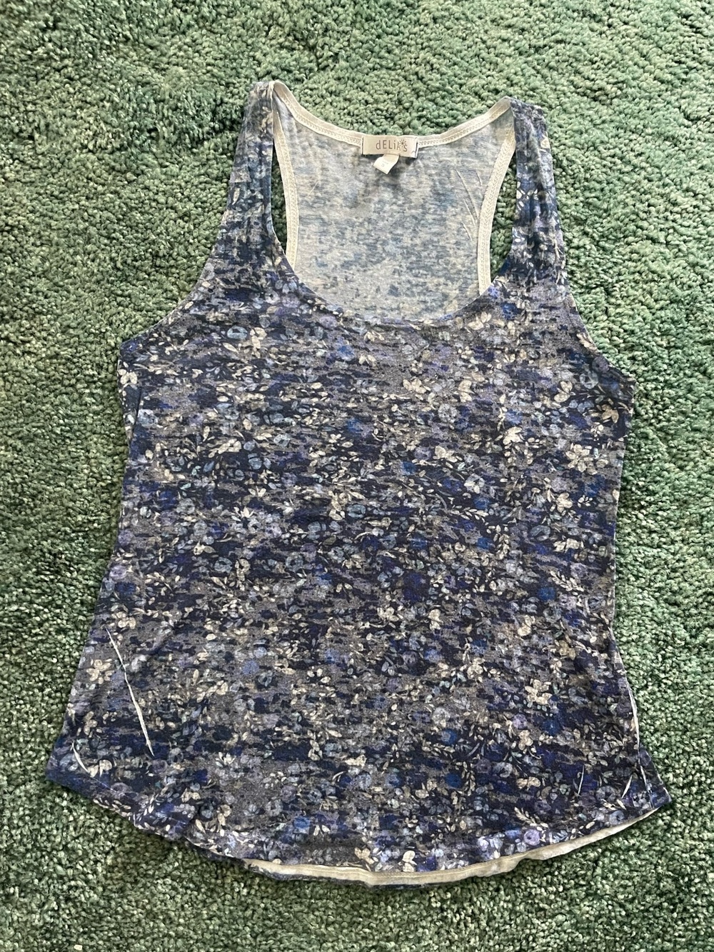 Delia’s S Blue & White Floral Tank